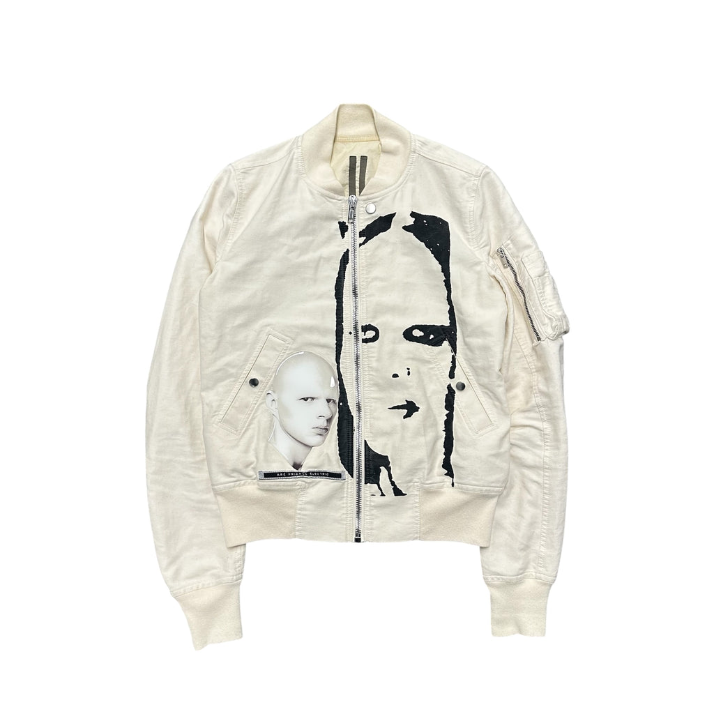 RICK OWENS DRKSHDW MASK-PATCH CREAM MA-1 JACKET.