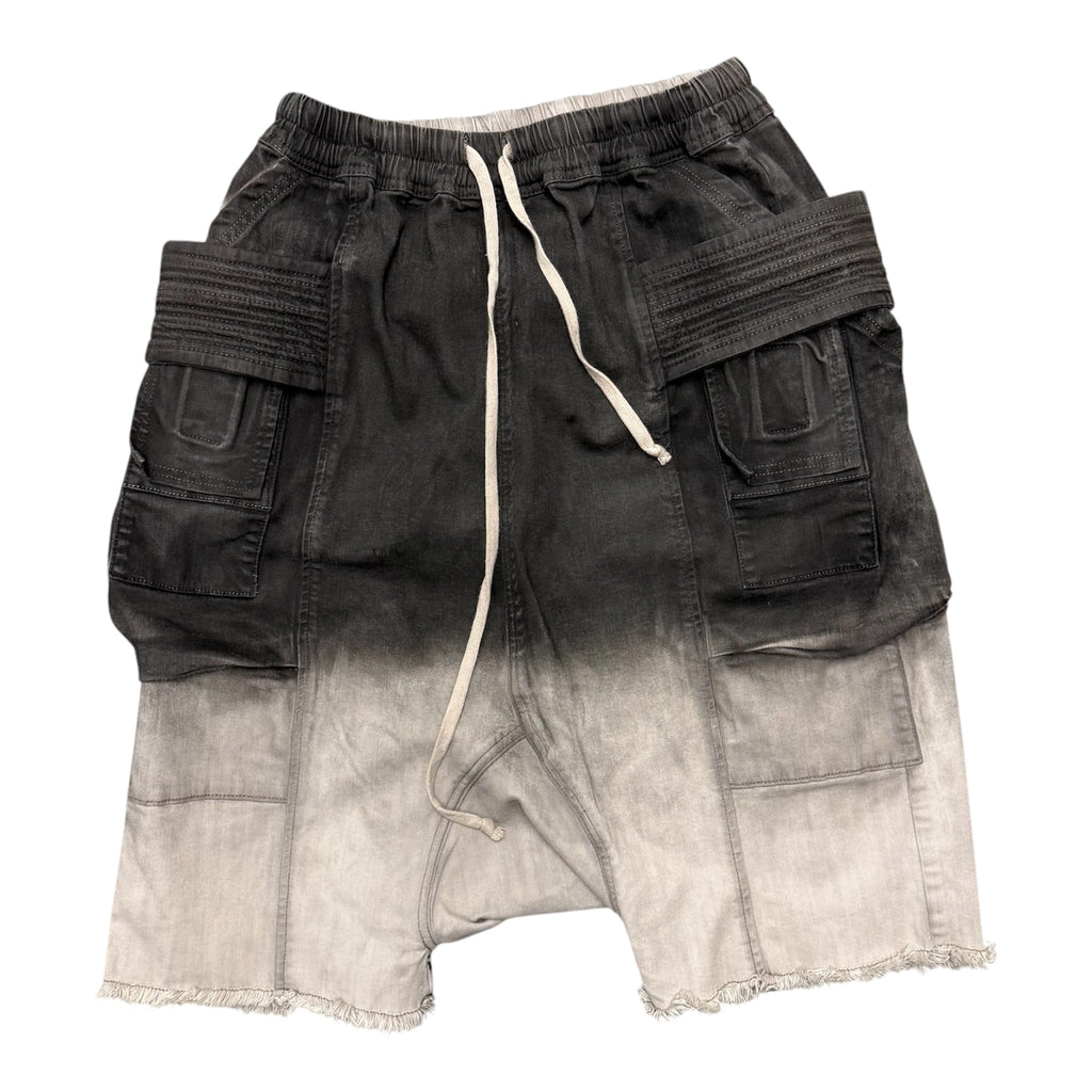 RICK OWENS GRADIENT DOUBLE-LOOP SHORTS.