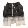 RICK OWENS GRADIENT DOUBLE-LOOP SHORTS.