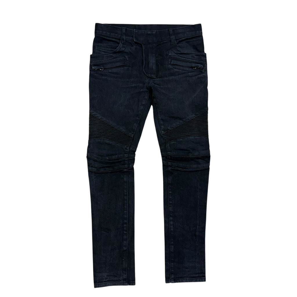 BALMAIN BIKER DENIM BLACK