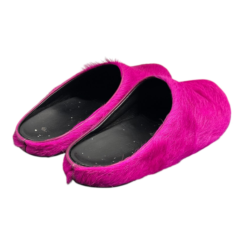 MARNI BRIGHT PINK MOHAIR MULES.