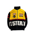 HYSTERIC GLAMOUR SUEDE YELLOW & BLACK LOGO ZIP UP.