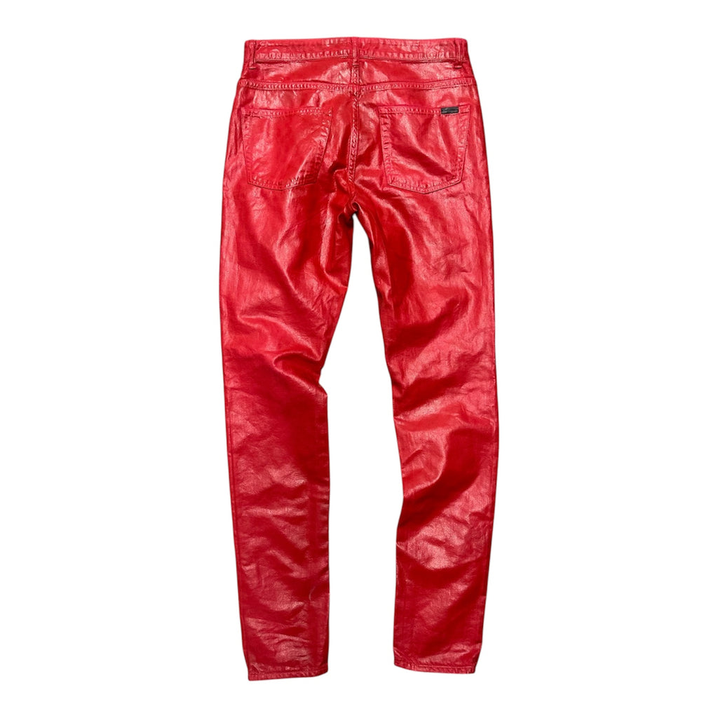 SAINT LAURENT PARIS RED FAUX LEATHER D05 DENIM.