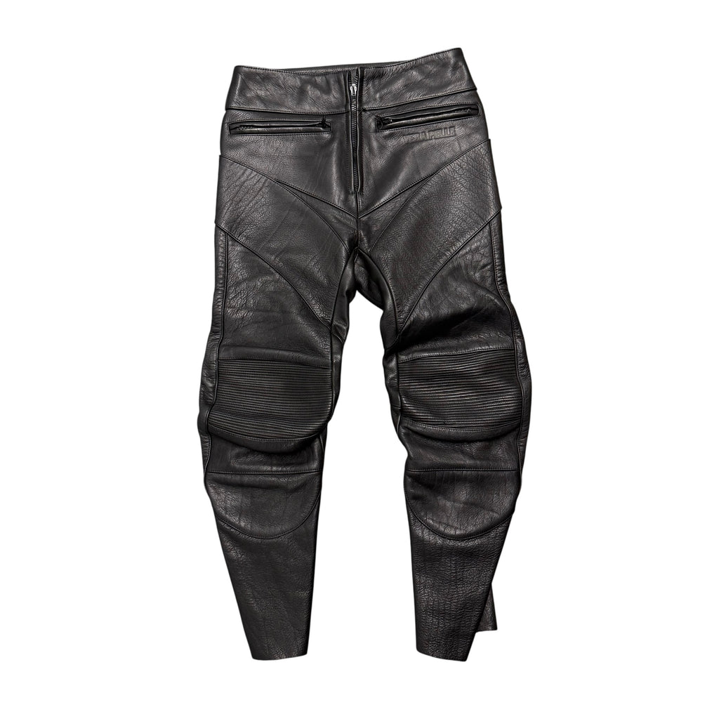 VETEMENTS SS16 REWORKED LEATHER TROUSERS IN BLACK.