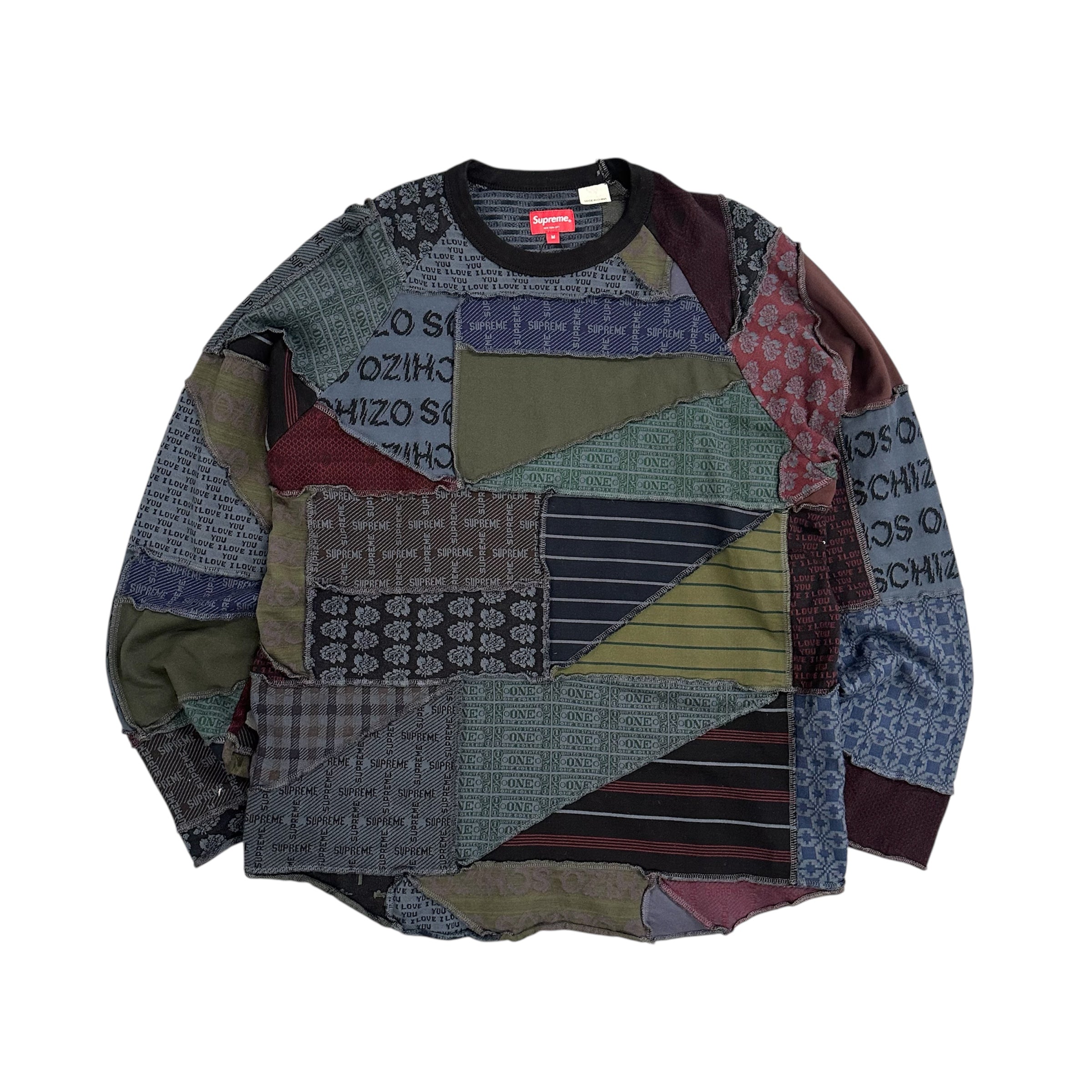 SUPREME SS23 PATCHWORK LONGSLEEVE SHIRT.