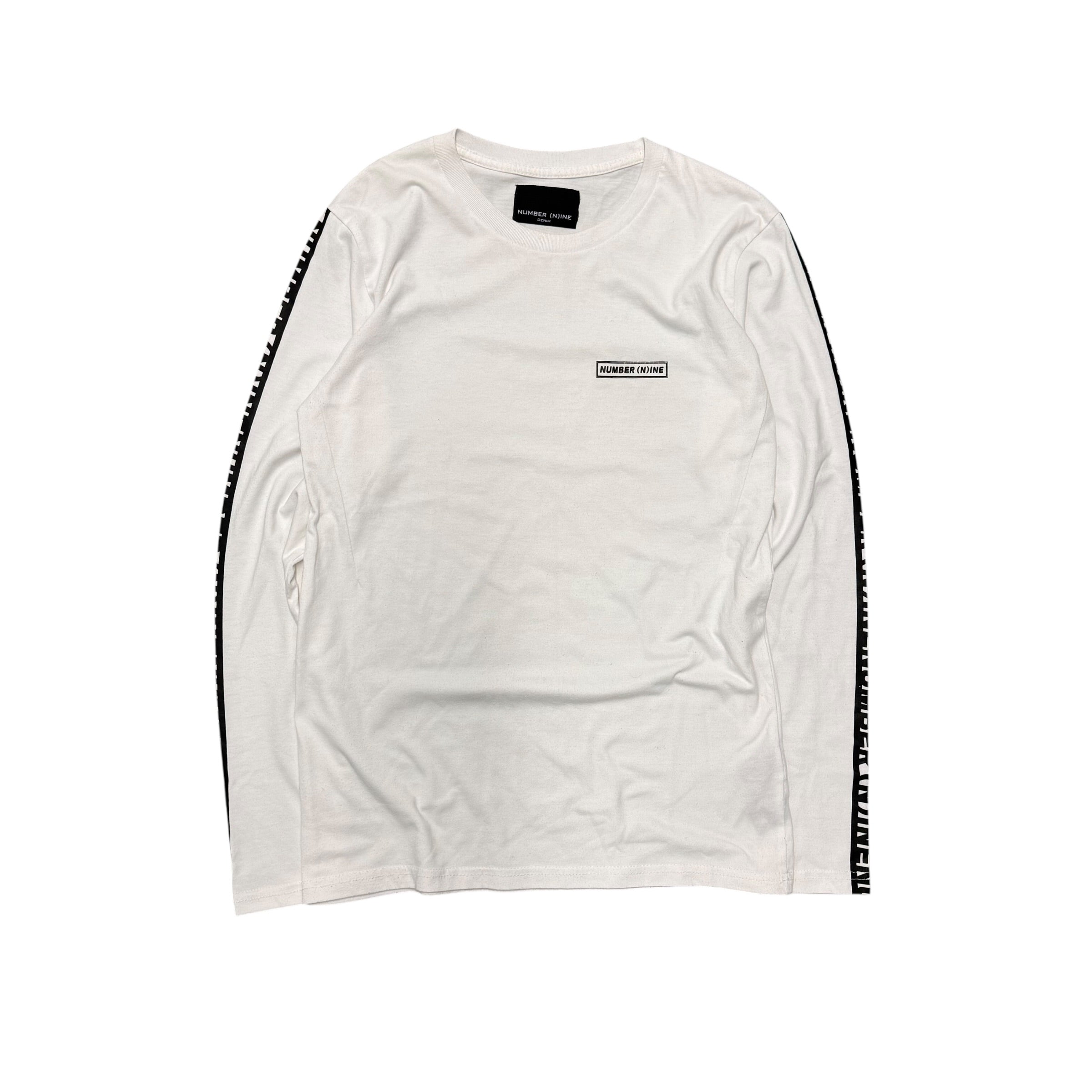 NUMBER (N)INE WHITE LONGSLEEVE LOGO HIT TEE.