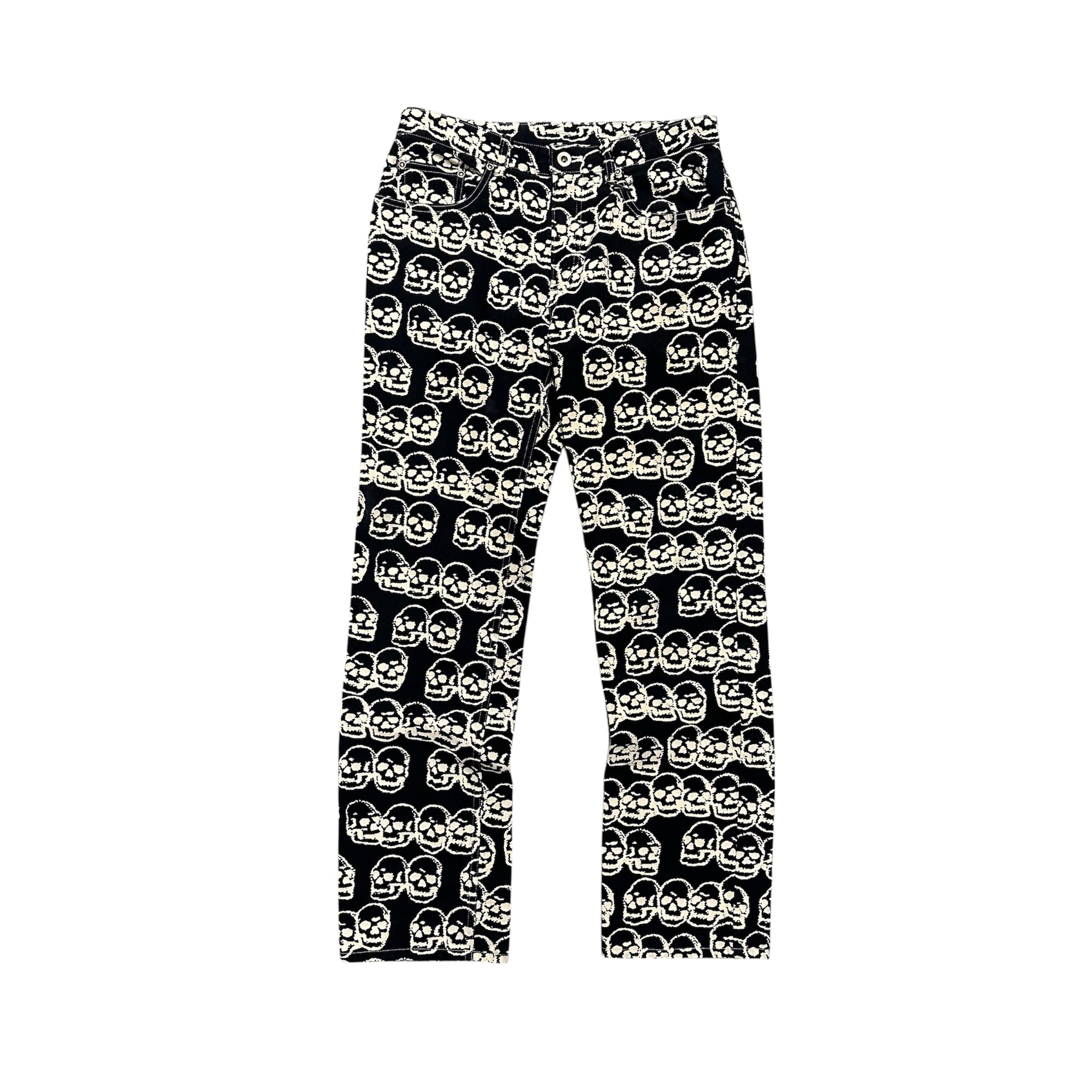 HYSTERIC GLAMOUR SKULL ALL OVER PRINT DENIM.