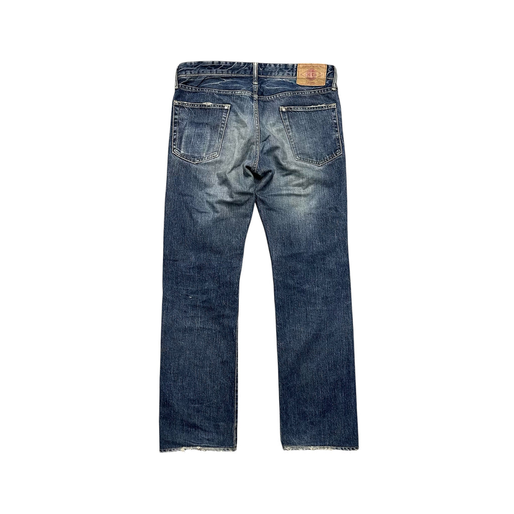 HYSTERIC GLAMOUR FADED BLUE DISTRESSED DENIM.