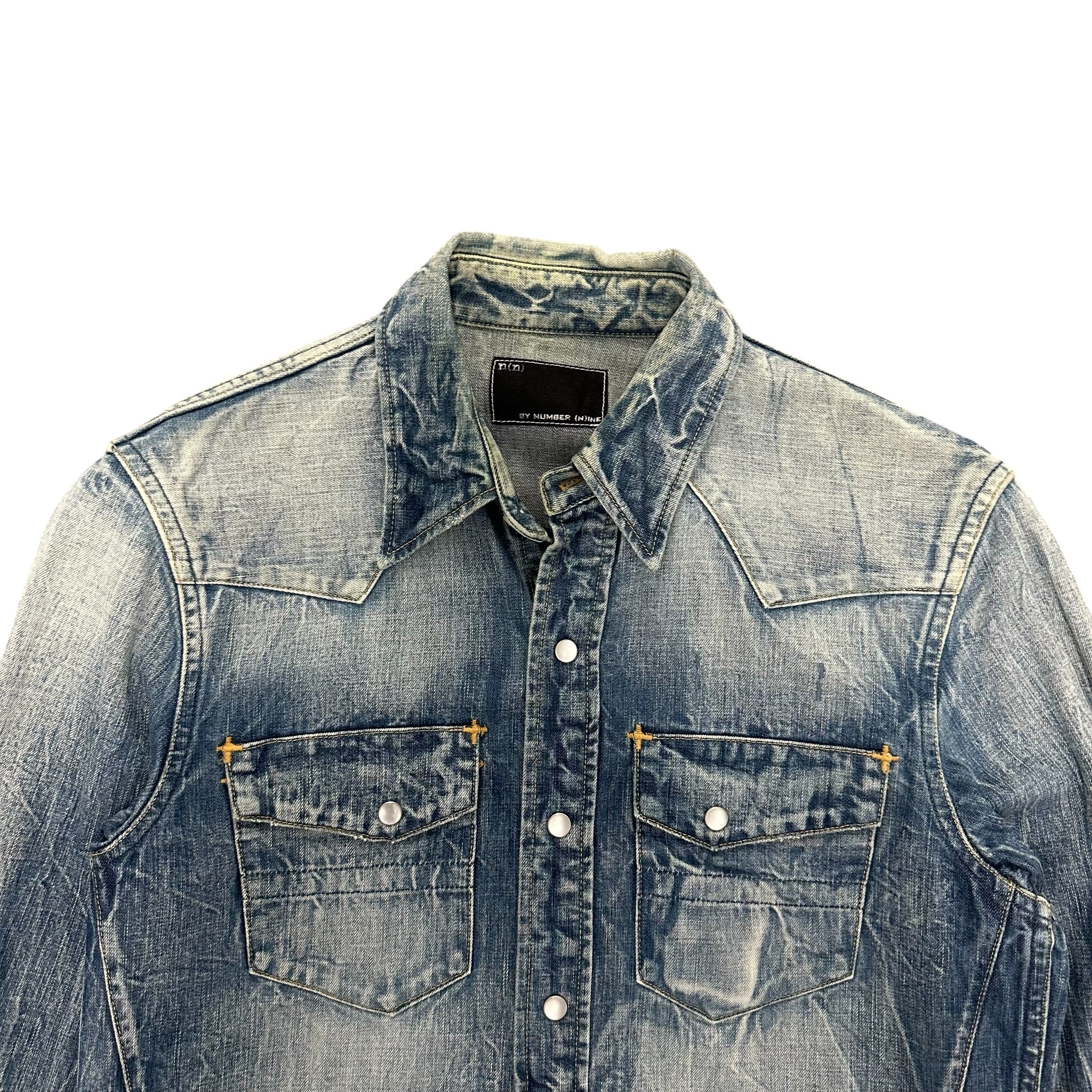 NUMBER (N)INE DENIM BUTTON UP SHIRT.