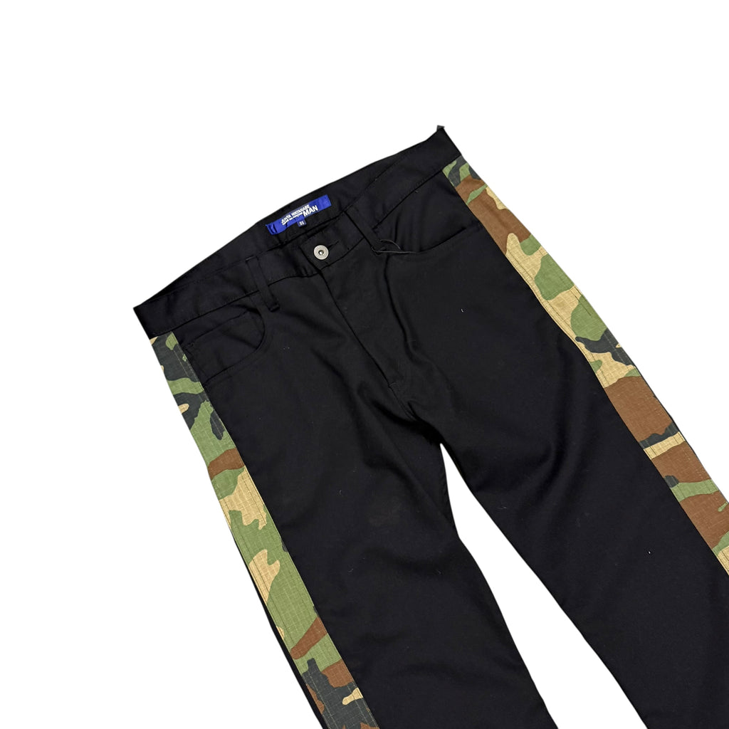 JUNYA WATANABE BLACK AND CAMO PANTS.