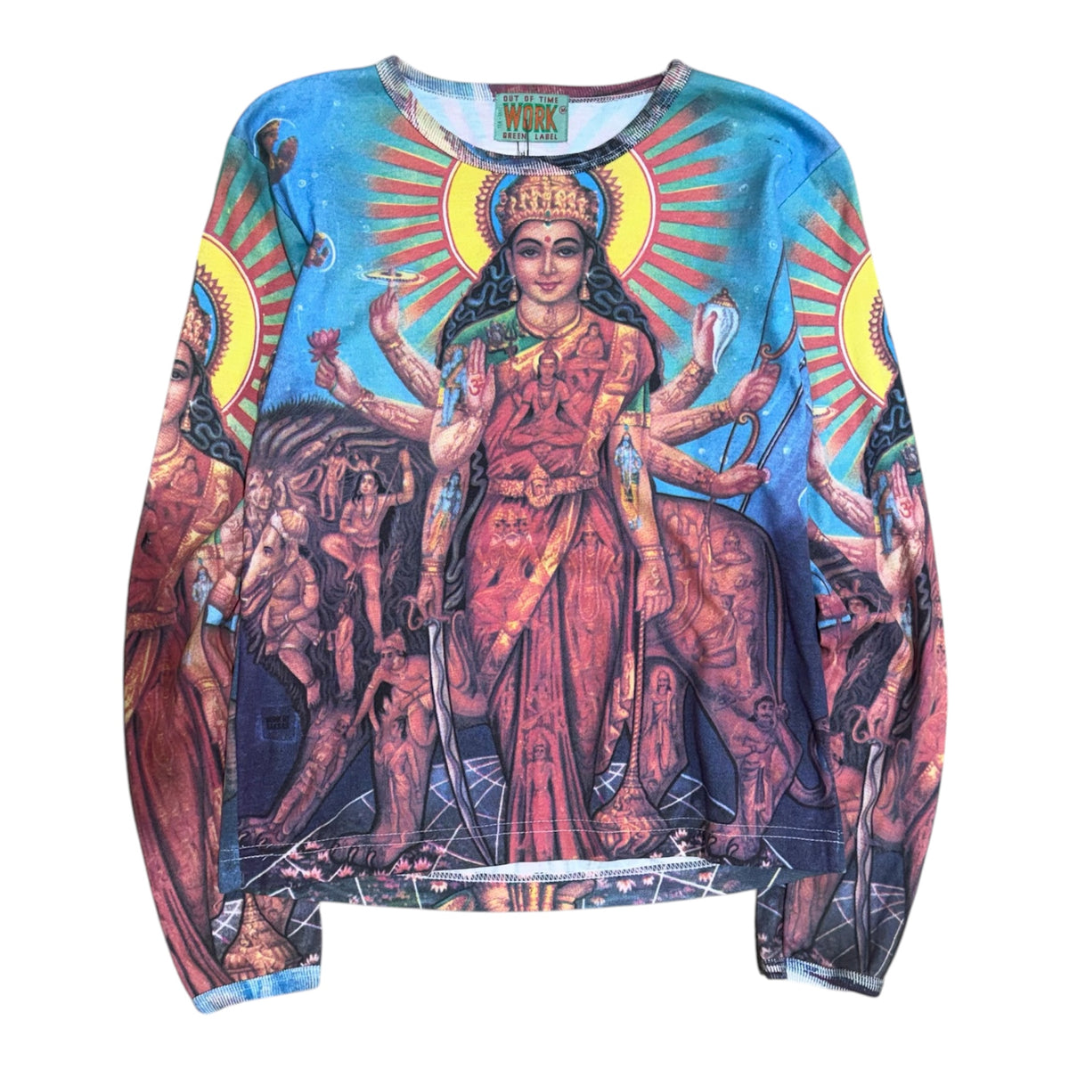 VINTAGE OUT OF WORK DEITIES PSYCHEDELIC LONGSLEEVE SHIRT.