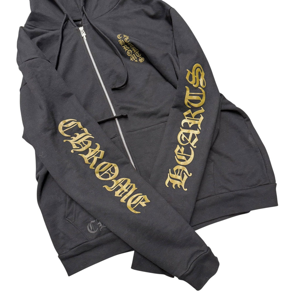 CHROME HEARTS ARMY GREEN OLIVE VERTICAL LOGO ZIP UP JACKET.