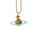 VIVIENNE WESTWOOD GOLD & BLUE LOGO NECKLACE.
