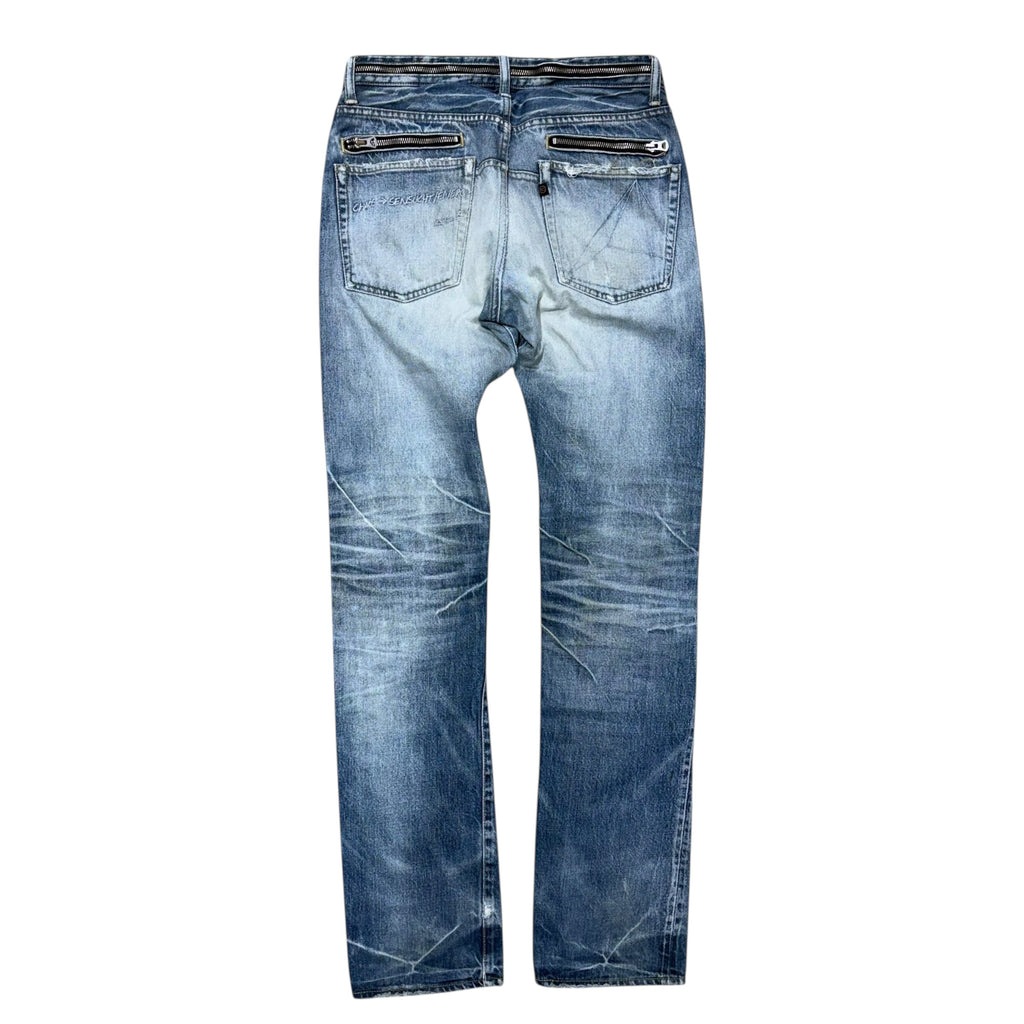 UNDERCOVER 07 CHAOS PURPLE ZIPPER DENIM.