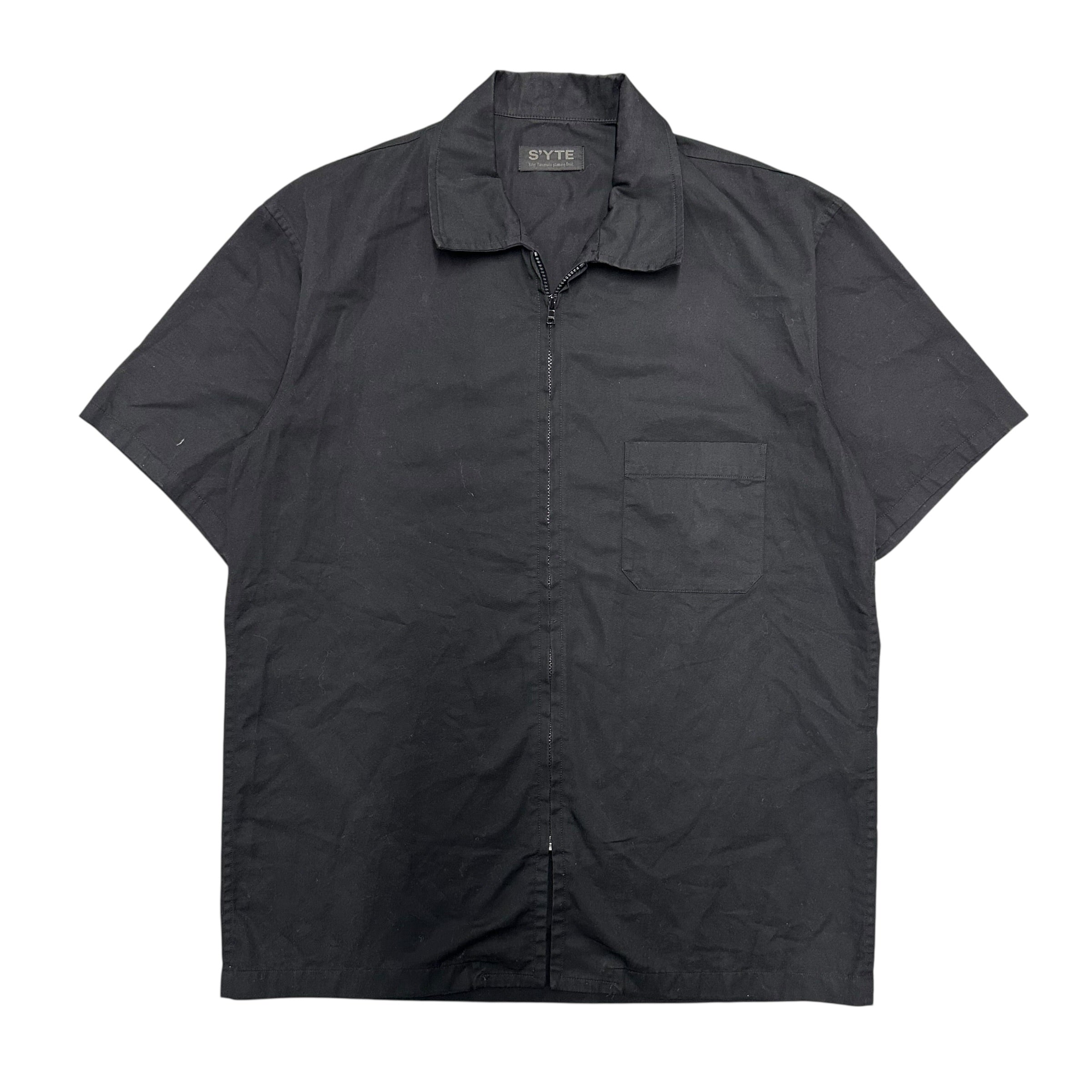 YOHJI YAMAMOTO SYTE BLACK SHORTSLEEVE ZIPUP.