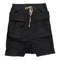 RICK OWENS DROP CROTCH SHORTS.