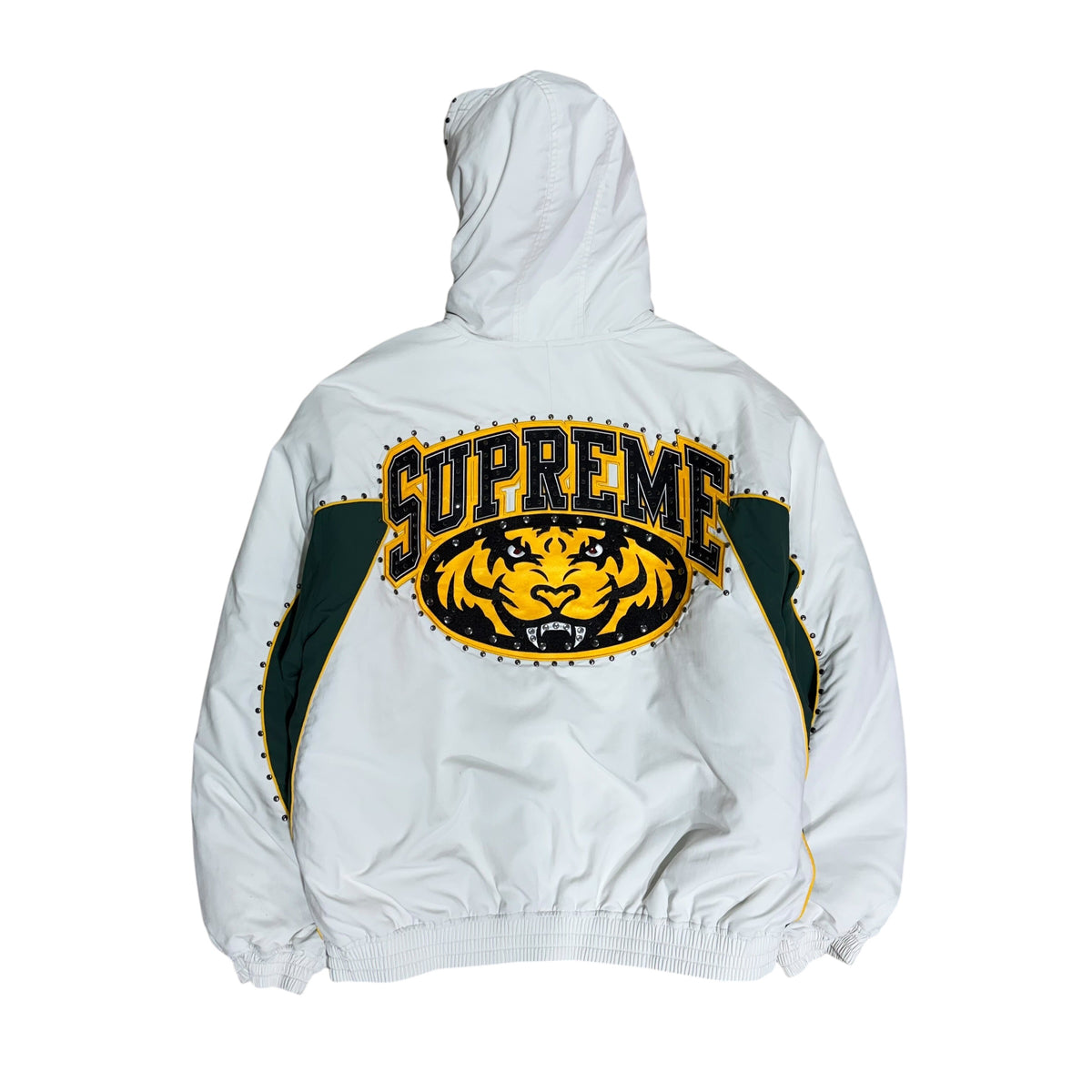 SUPREME STADIUM STUDDED PUFFER JACKET.
