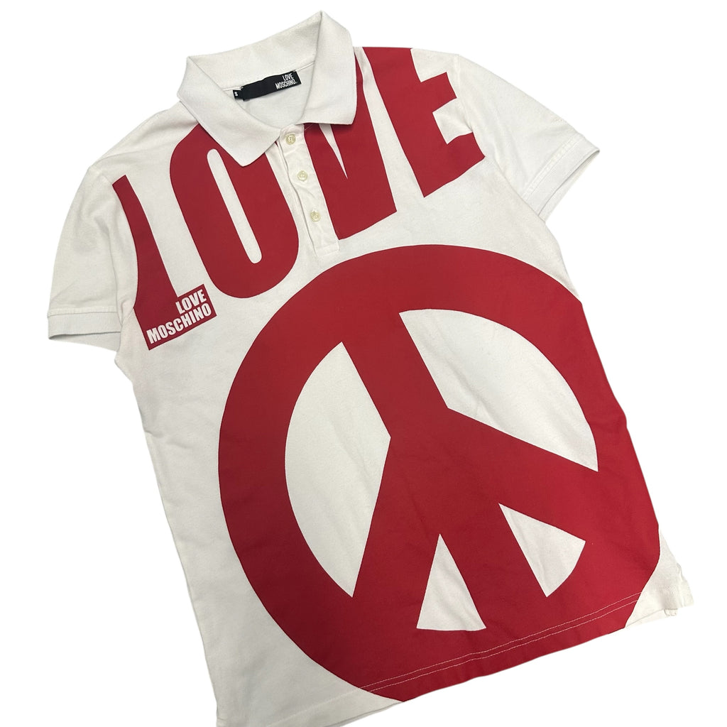 MOSCHINO "LOVE MOSCHINO" PEACE SIGN SHIRT.