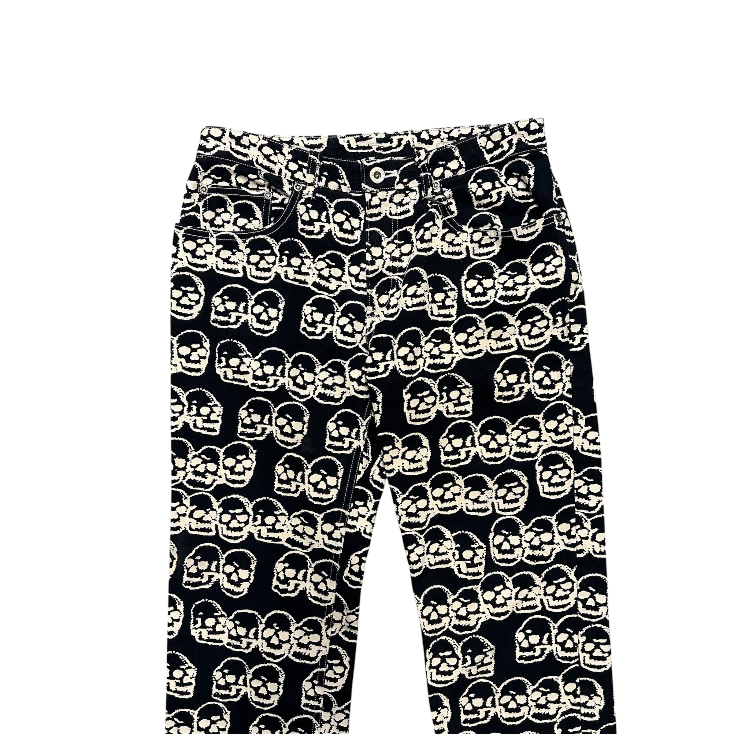 HYSTERIC GLAMOUR SKULL ALL OVER PRINT DENIM.