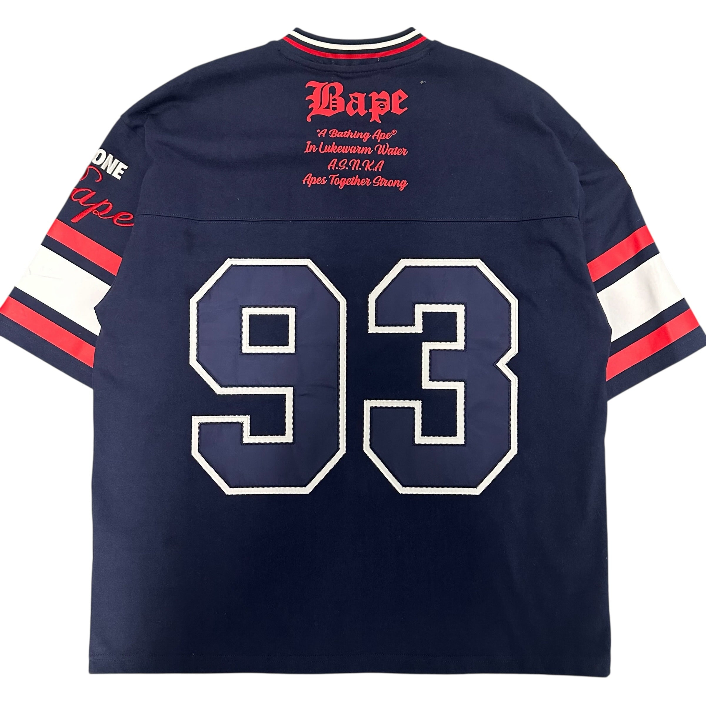 BAPE BLUE LOGO JERSEY SHIRT.