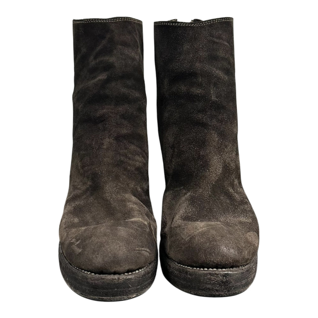 GUIDI 3006 BROWN SUEDE HEELS.
