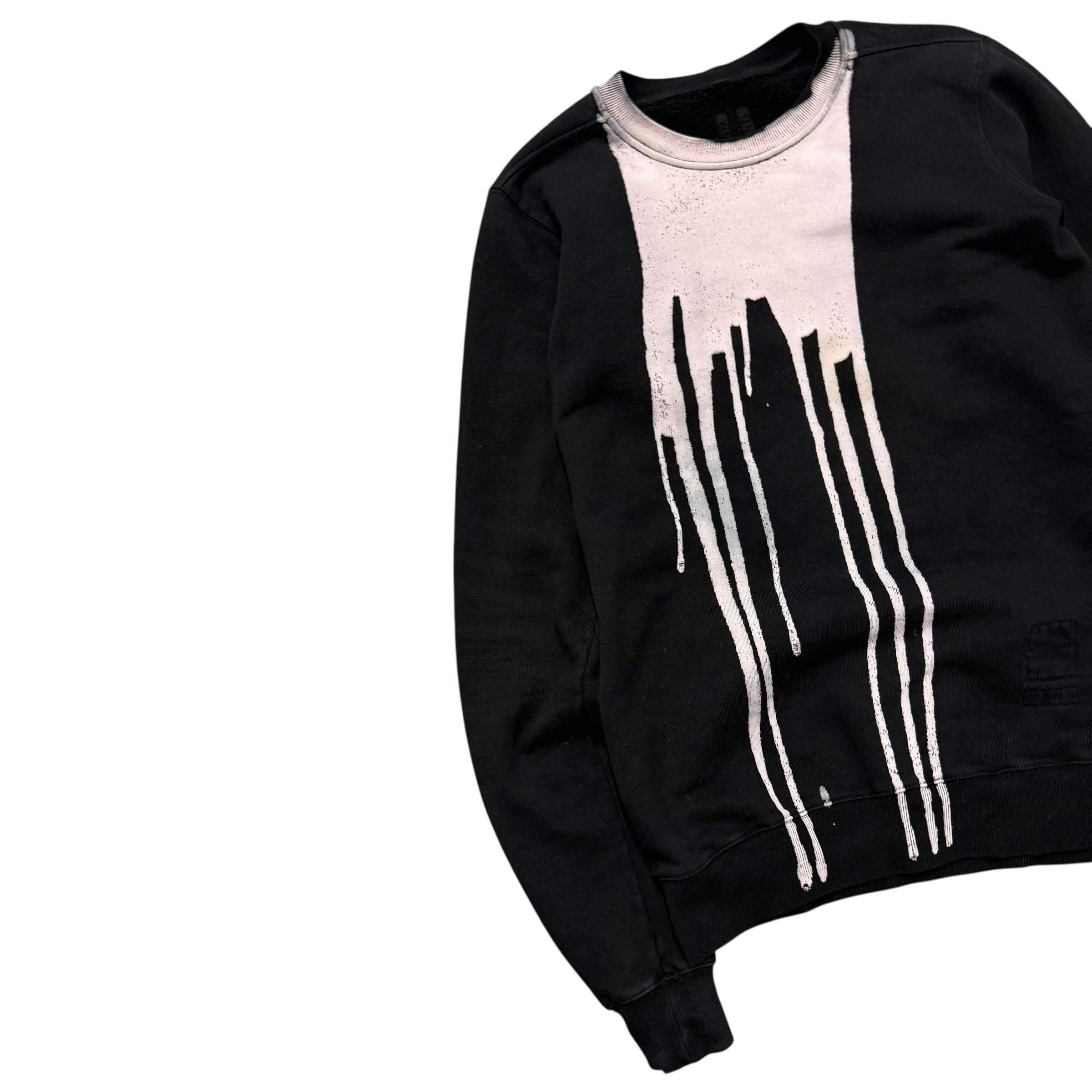 RICK OWENS FW16 DRKSHDW BLEACH VOMIT SWEATER.