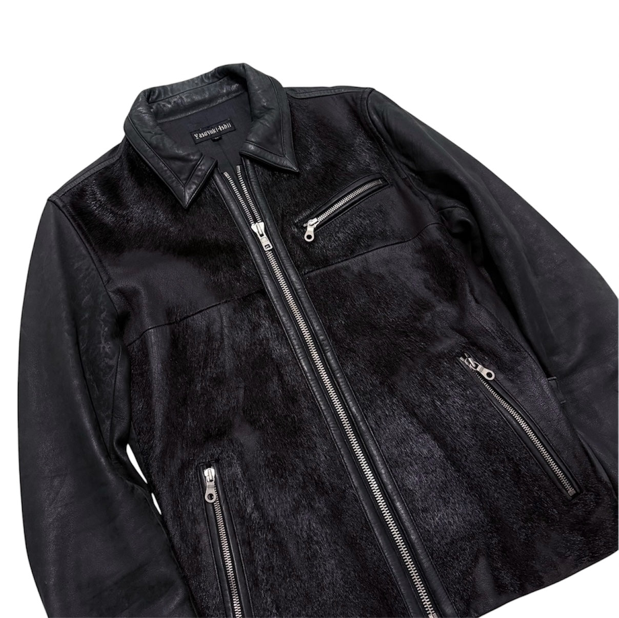 YASUYUKI ISHII BLACK LAMB SKIN JACKET.