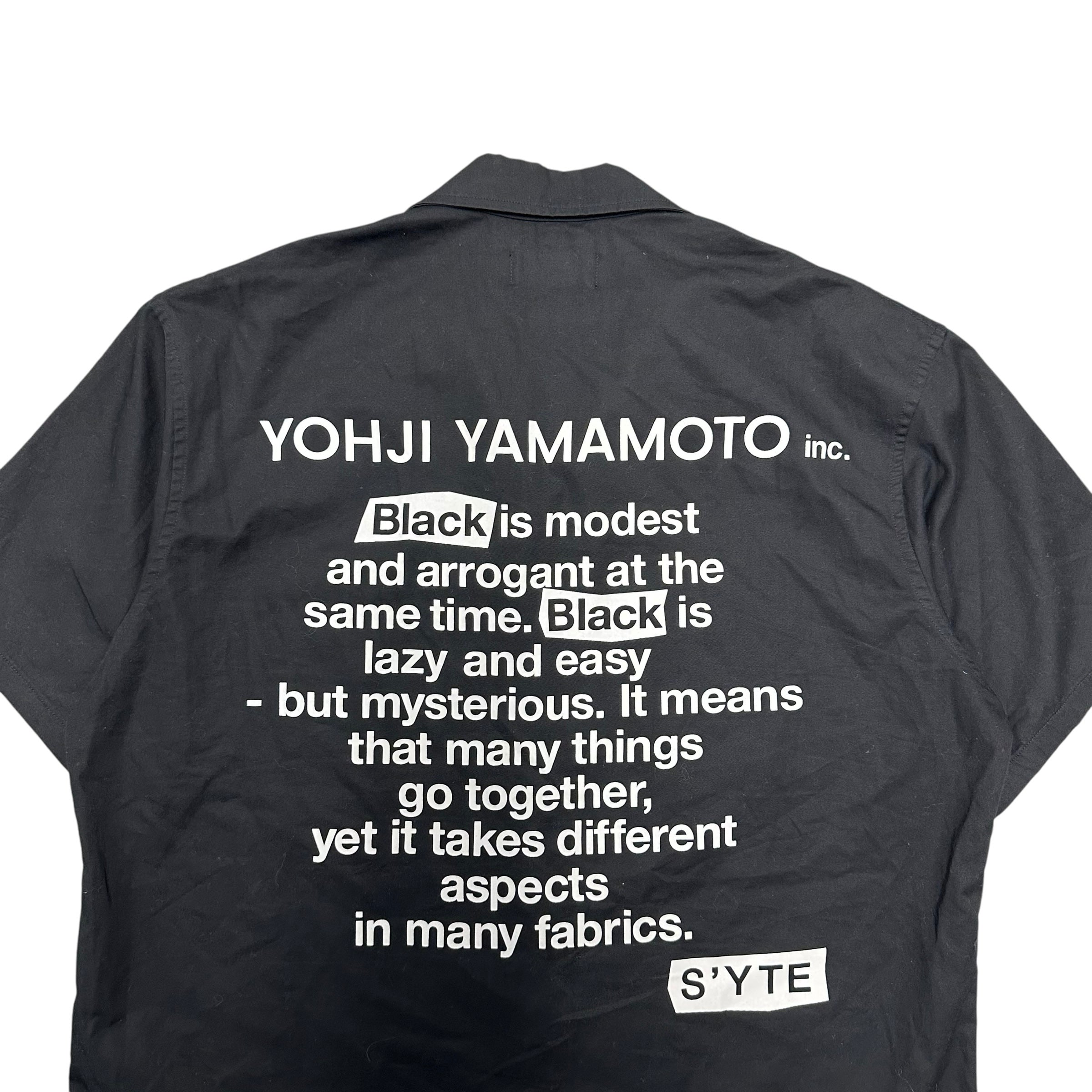 YOHJI YAMAMOTO SYTE BLACK SHORTSLEEVE ZIPUP.