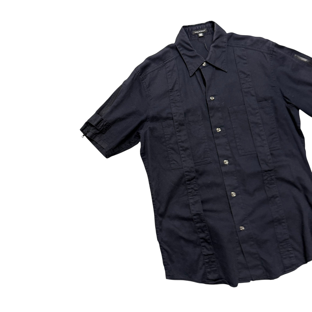 MILKBOY BLACK BUTTON UP BONDAGE SHIRT.