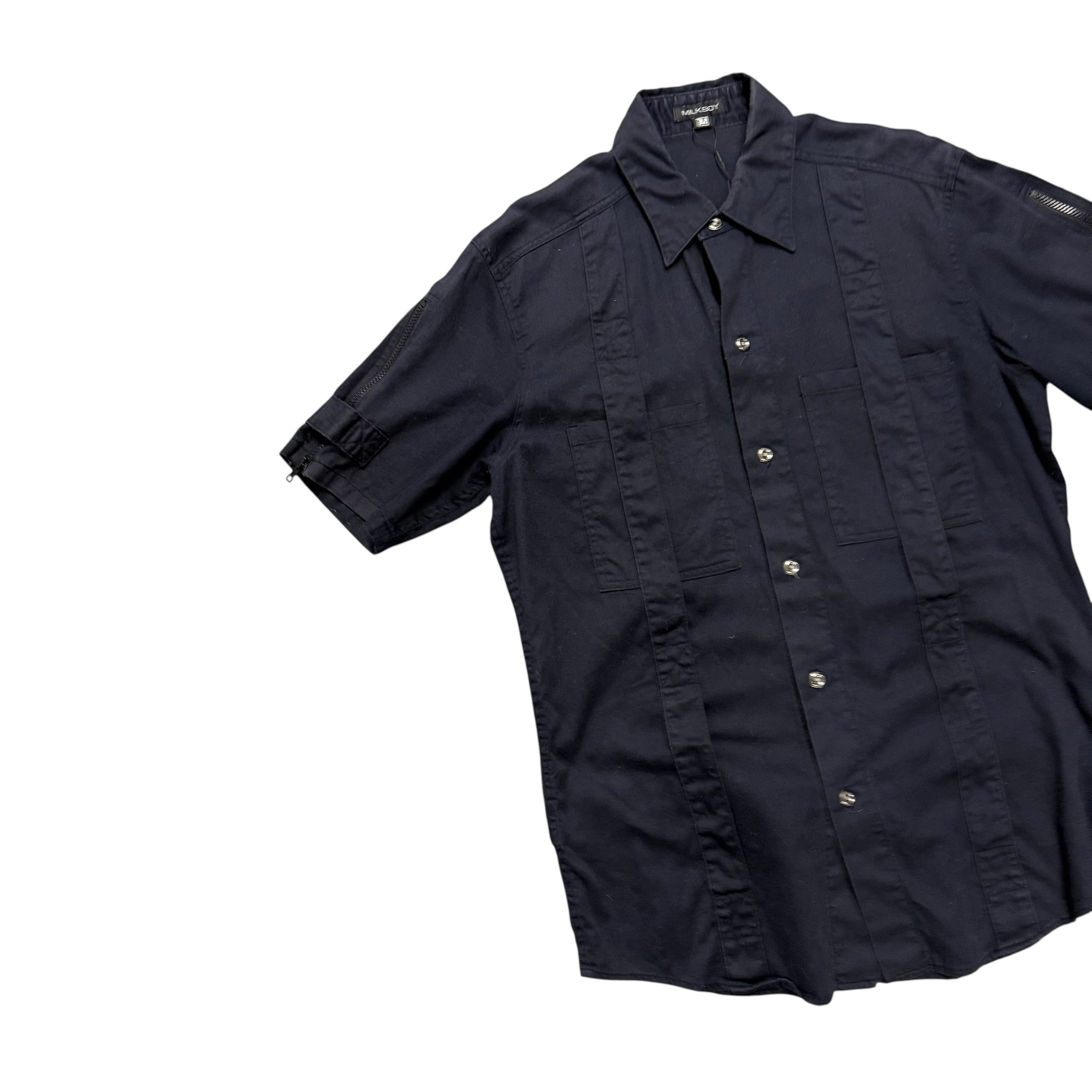 MILKBOY BLACK BUTTON UP BONDAGE SHIRT.
