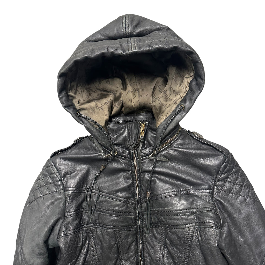 14TH ADDICTION LEATHER ZIP UP JACKET.