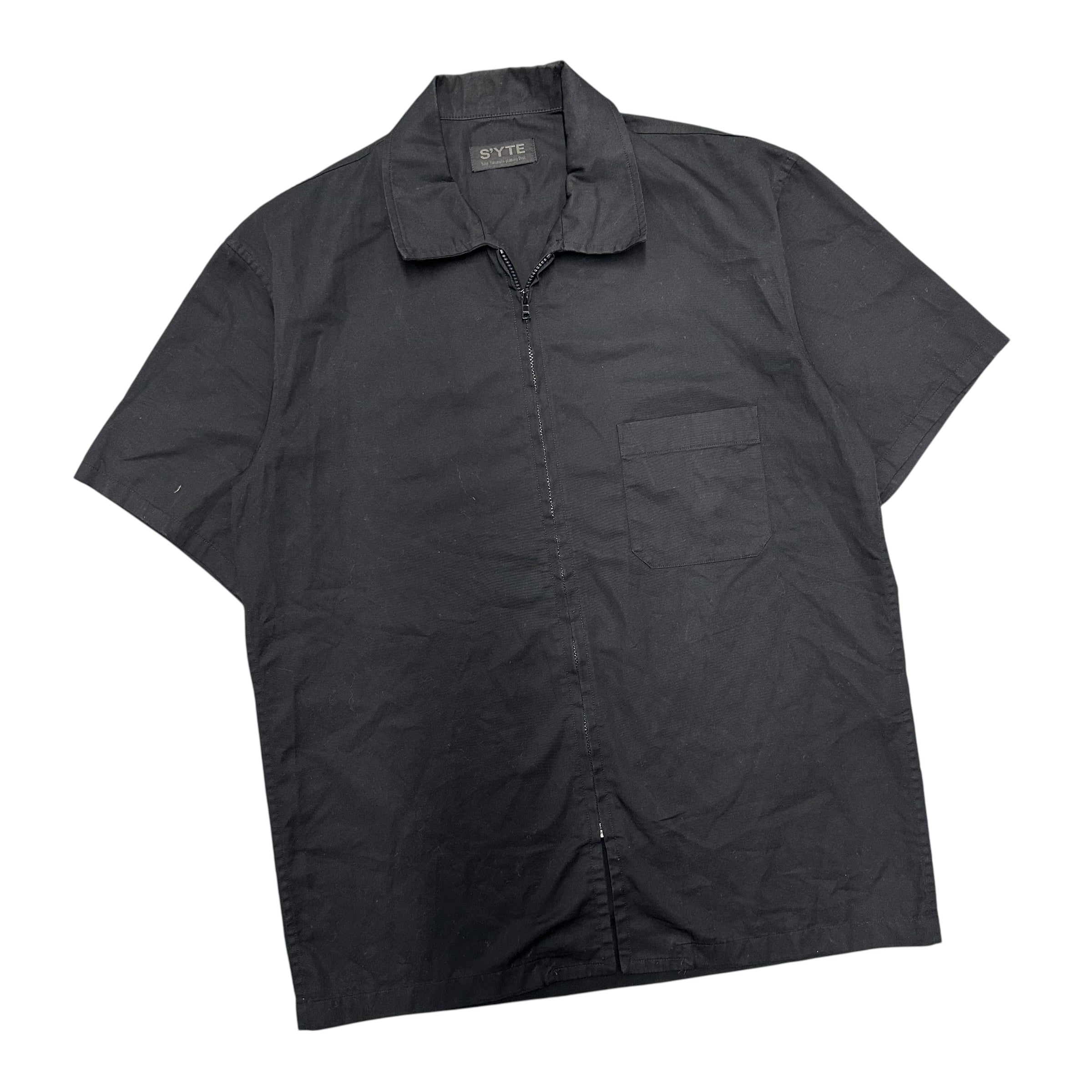 YOHJI YAMAMOTO SYTE BLACK SHORTSLEEVE ZIPUP.