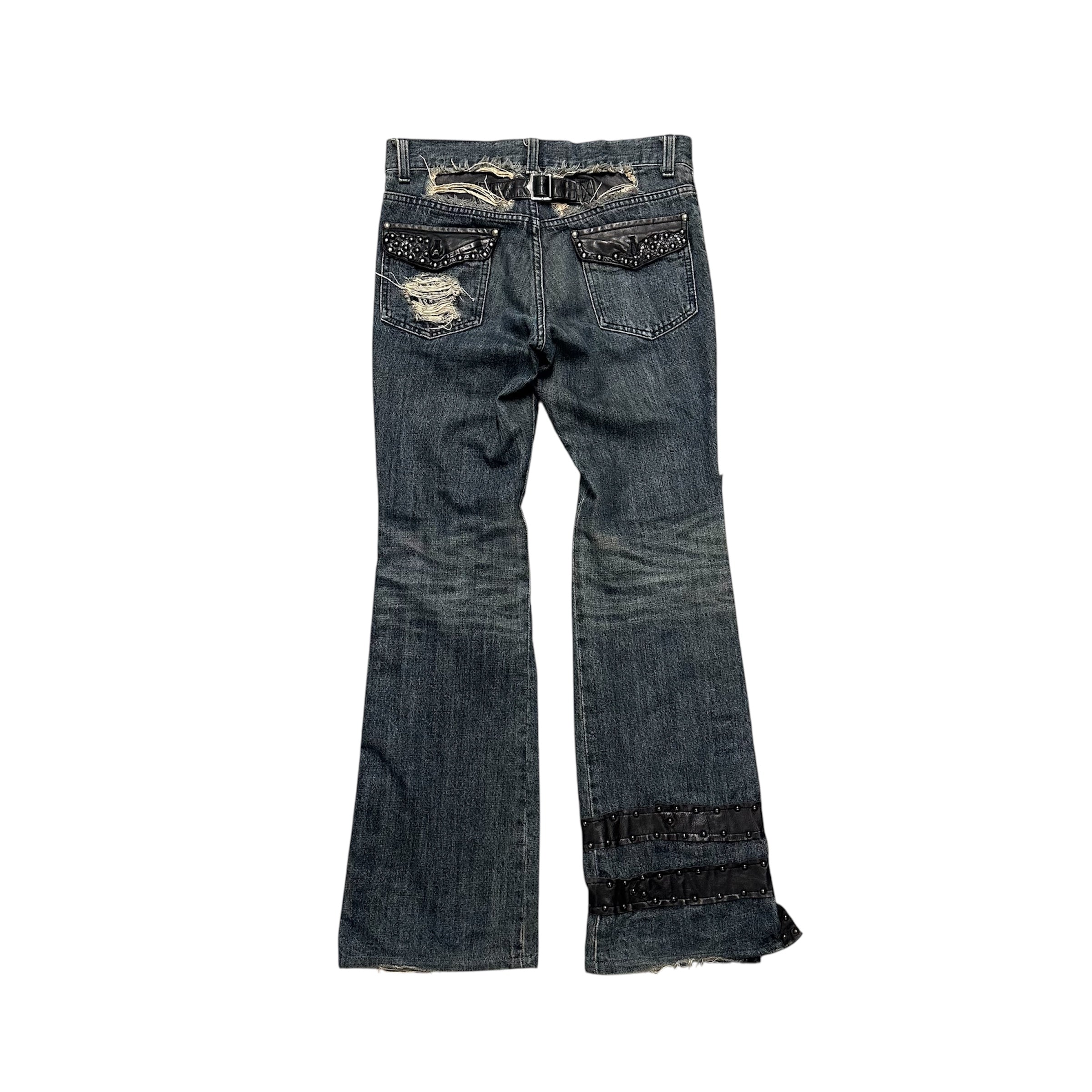 TORNADO MART DISTRESSED LEATHER DENIM.