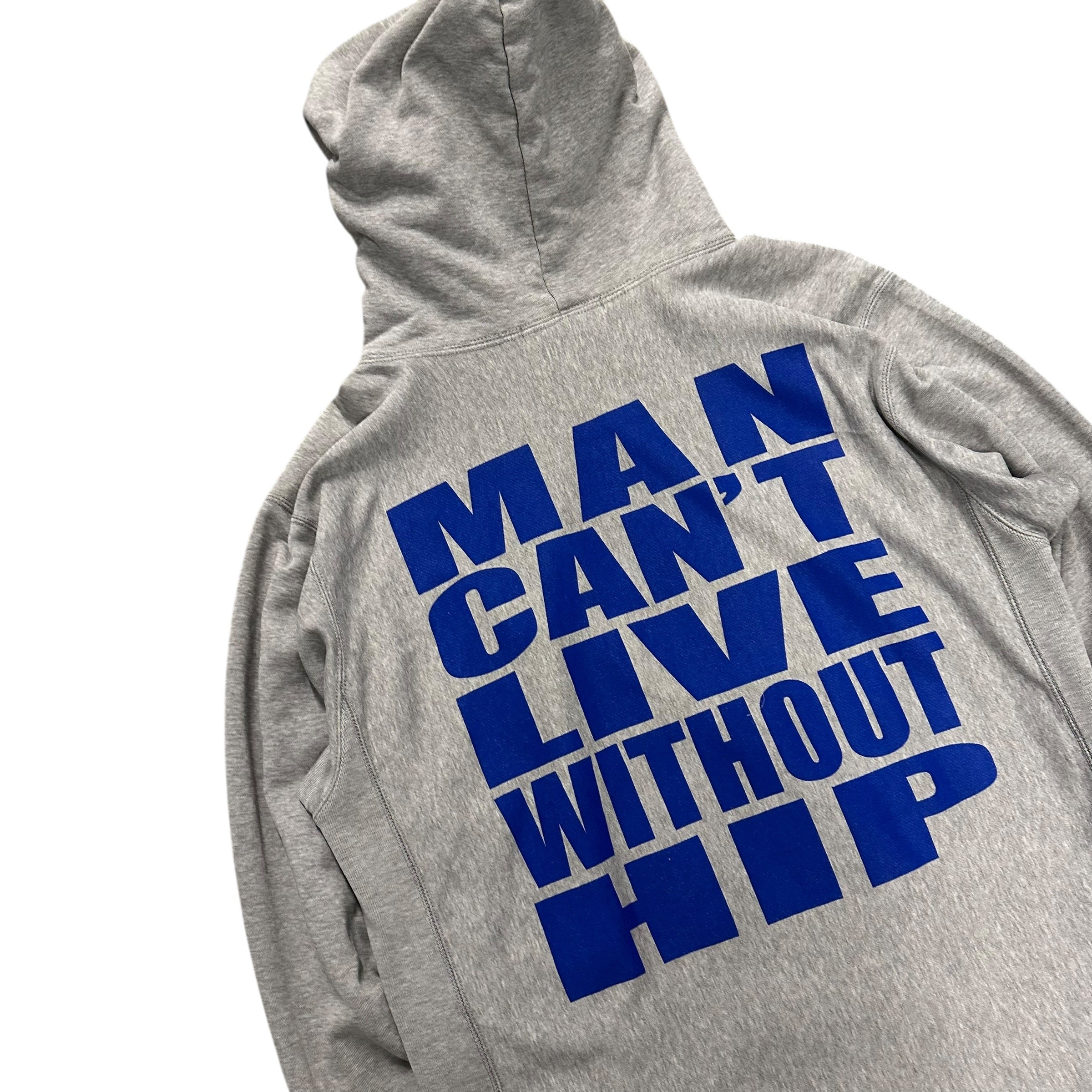 JUNYA WATANABE “MAN CAN’T LIVE WITHOUT HIP” GRAY HOODIE.