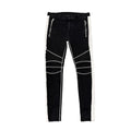 BALMAIN BLACK & WHITE SLIM BIKER JEANS.