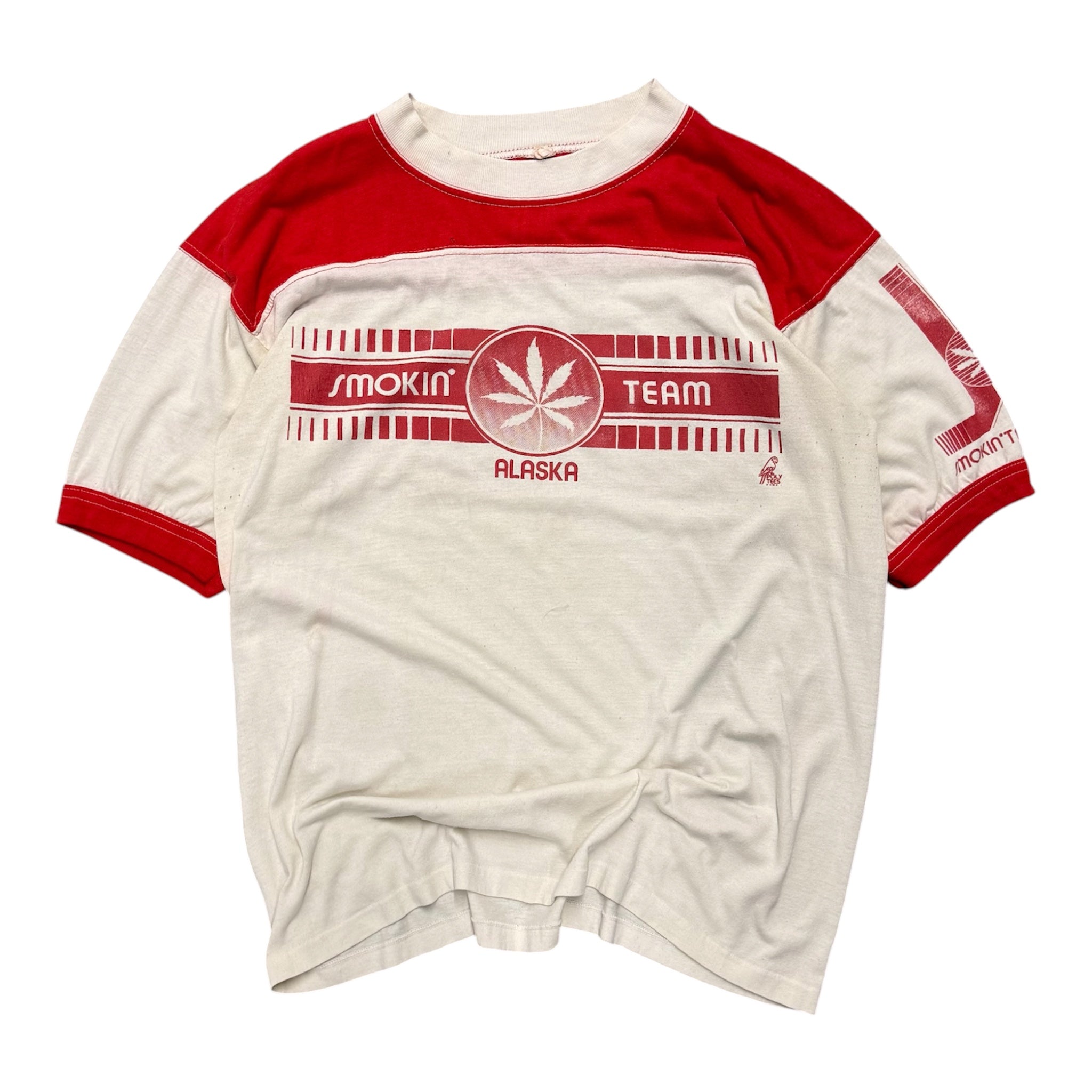 VINTAGE RED ALASKA SMOKING TEAM TEE.