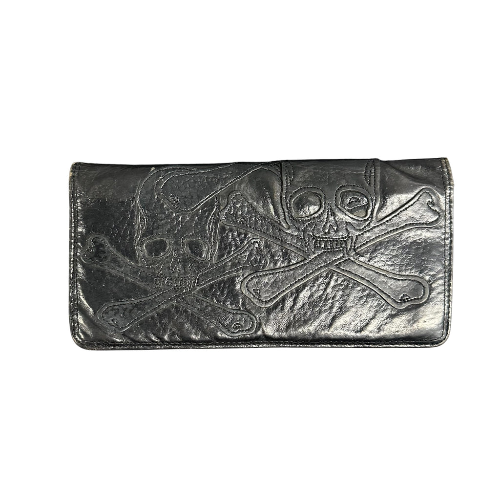 ROEN FULL LEATHER SKULL EMBROIDERED WALLET.