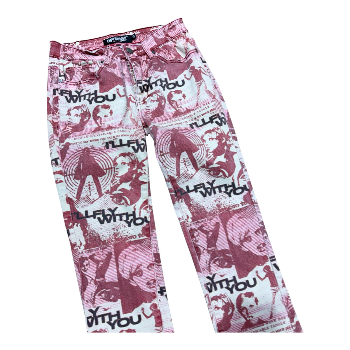 EMPTYSPACES PINK AOP PANTS.