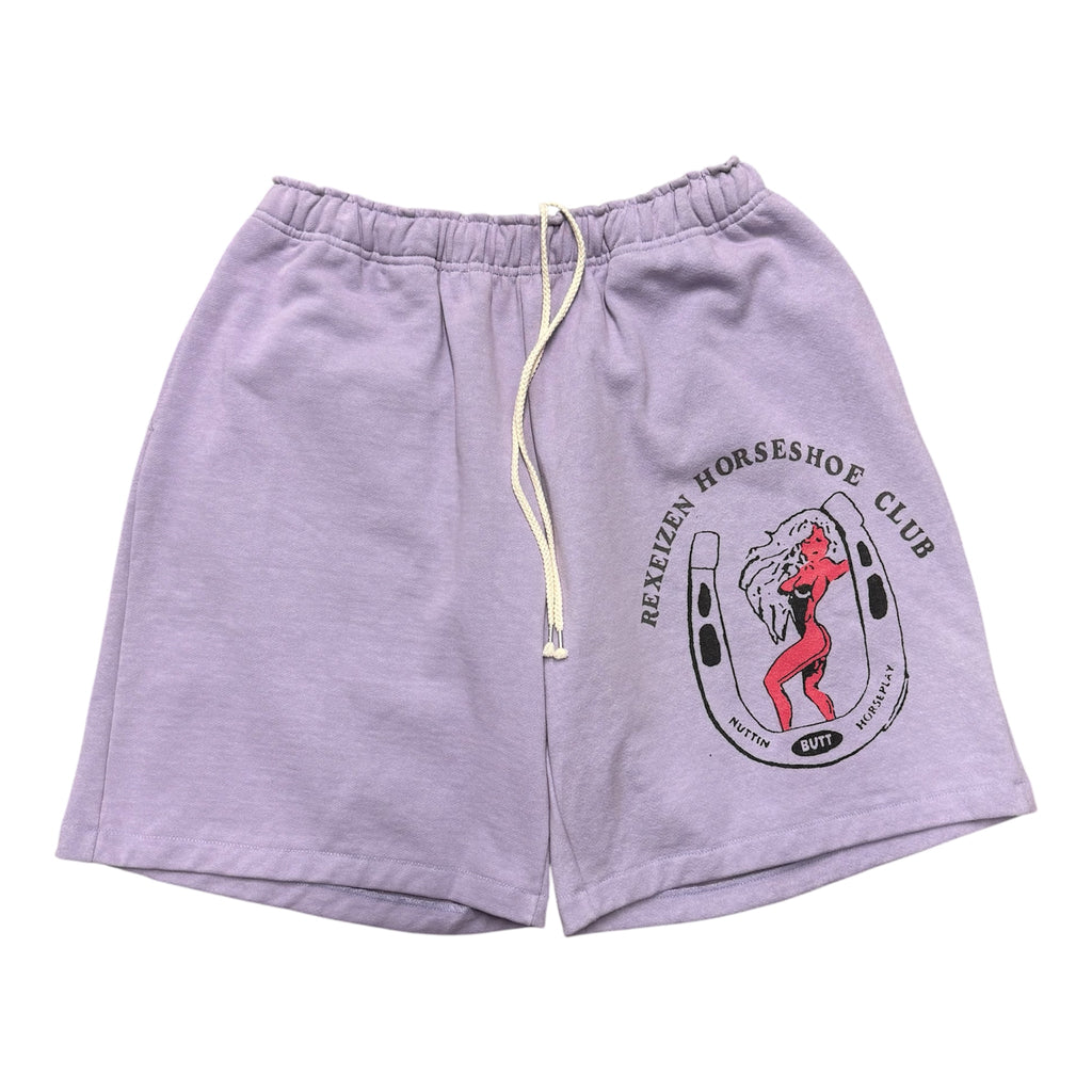 REXEIZEN HORSESHOE CLUB PURPLE SHORTS.