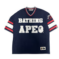 BAPE BLUE LOGO JERSEY SHIRT.