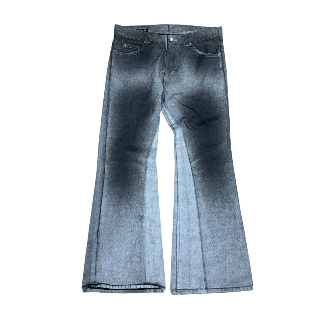 JEAN PAUL GAULTIER GRADIENT WASH FLARED DENIM.