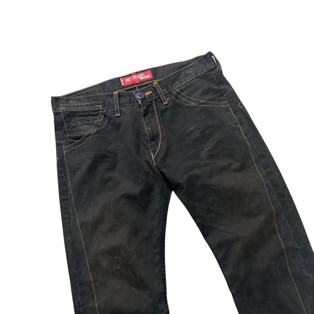 JUNYA INDIGO BLACK DENIM PANTS.