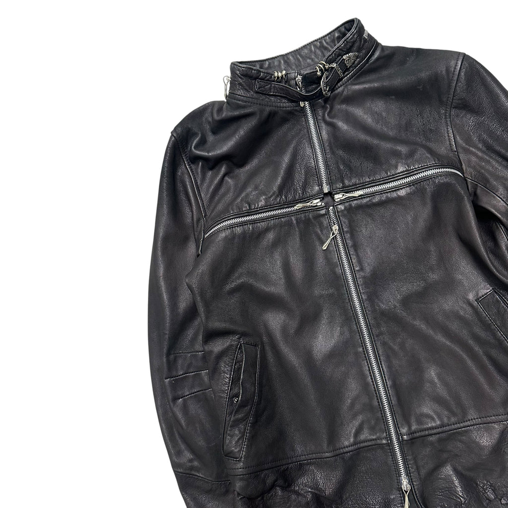 14TH ADDICTION CROSS ZIP LEATHER JACKET.