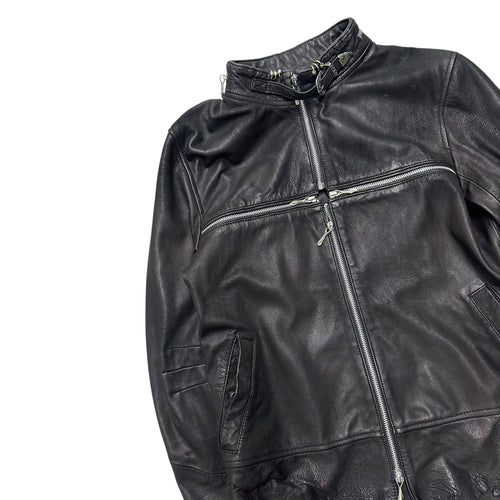 14TH ADDICTION CROSS ZIP LEATHER JACKET.