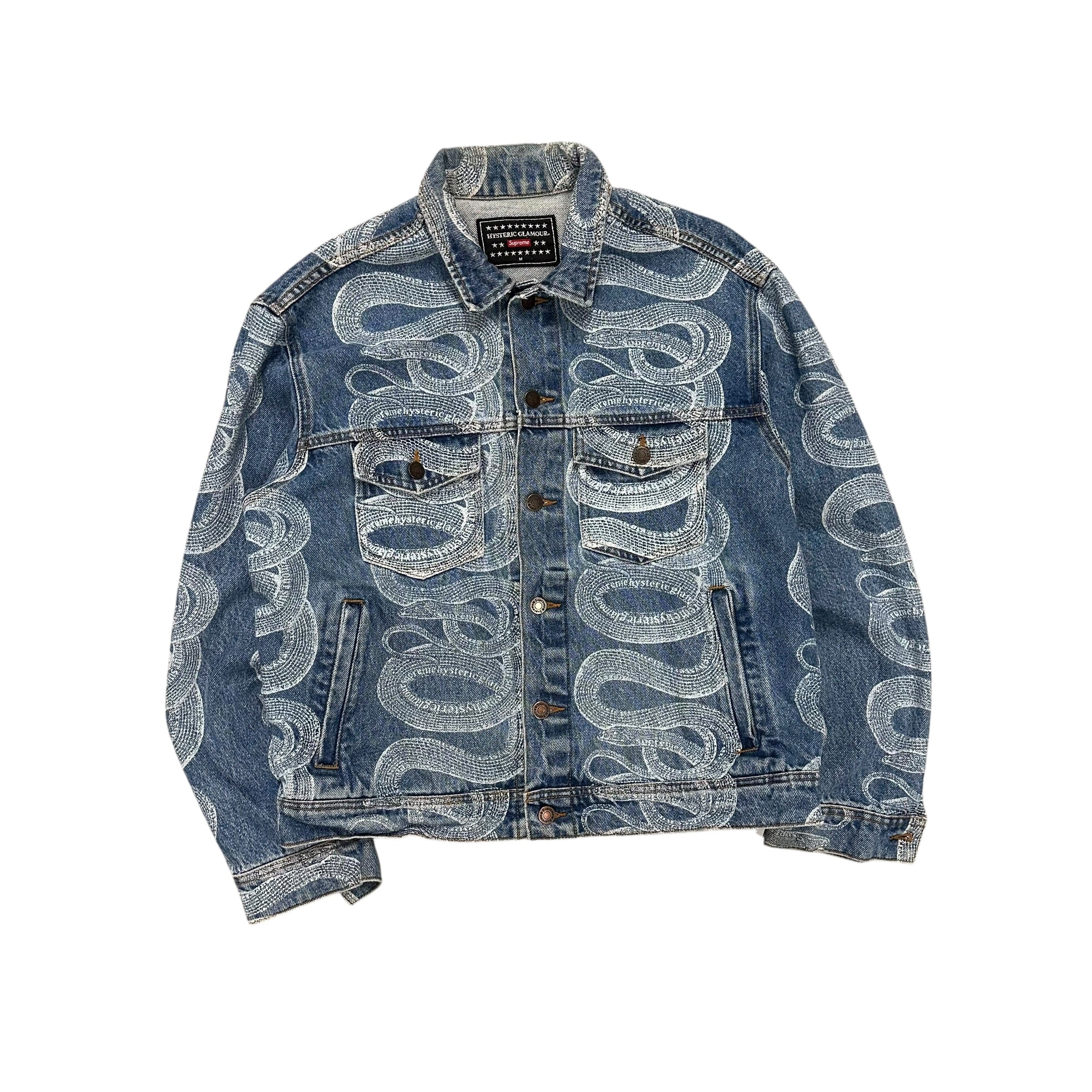 SUPREME X HYSTERIC GLAMOUR SNAKE DENIM JACKET.