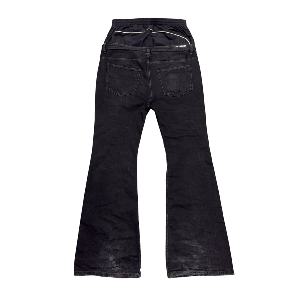 BALENCIAGA BLACK DOUBLE WAIST DENIMS.