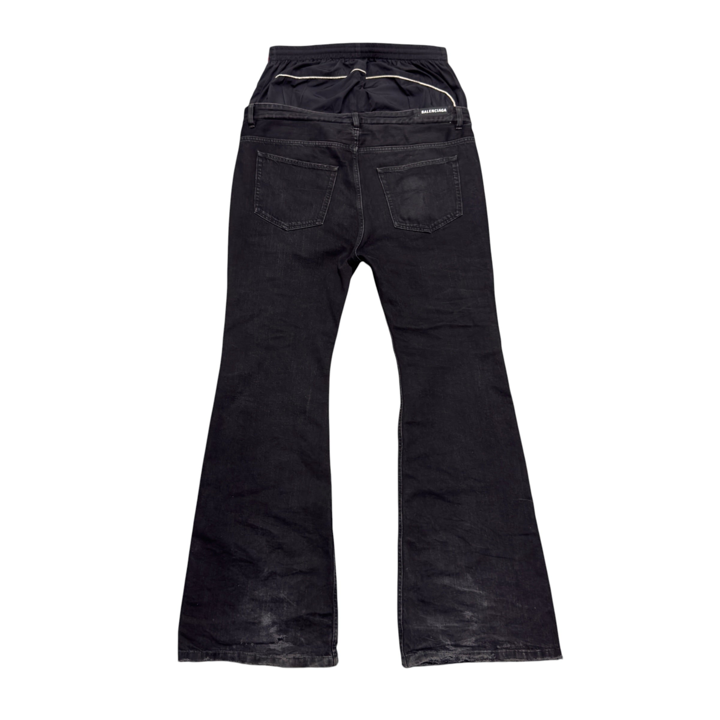 BALENCIAGA BLACK DOUBLE WAIST DENIMS.