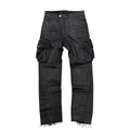 TROUBLED WATERS BLACK POCKET WAXED DENIM.