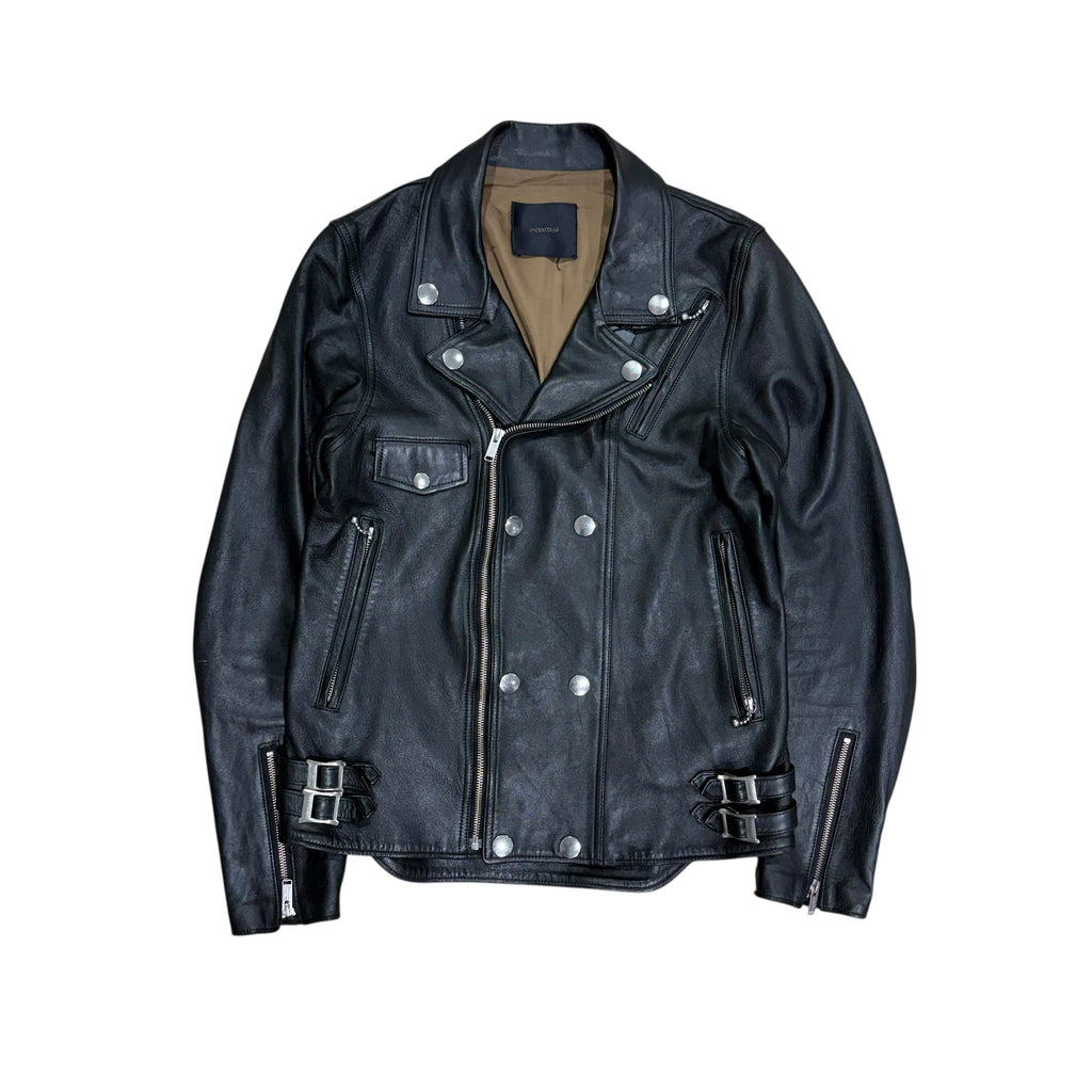 UNDERCOVER SS19 LEATHER SNAP JACKET.