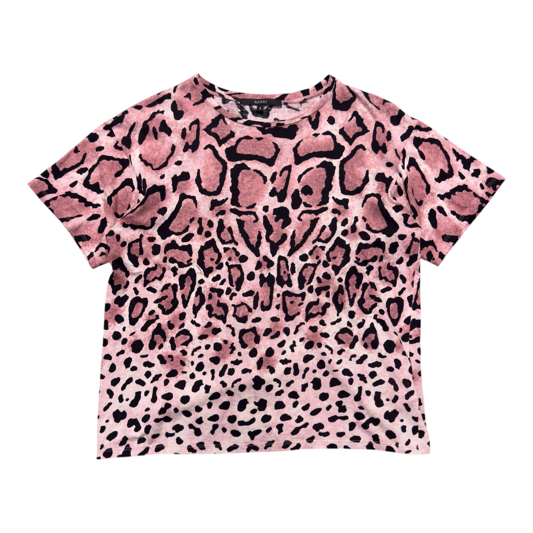 GUCCI PINK LEOPARD PRINT TEE.